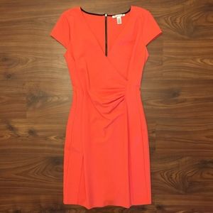 Kenneth Cole Orange Exposed Zipper Sheath Dress